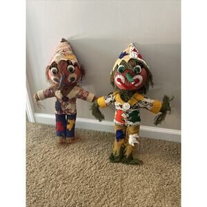 Vintage Scarecrow Toy Doll Needlework 24” Lot Halloween Oz 1970s Bucilla Fall